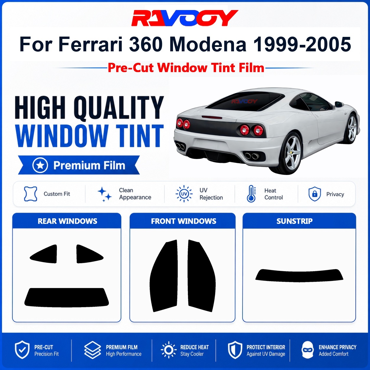 Privacy Screen Protector - Premium Pre-Cut Window Tint For Ferrari
