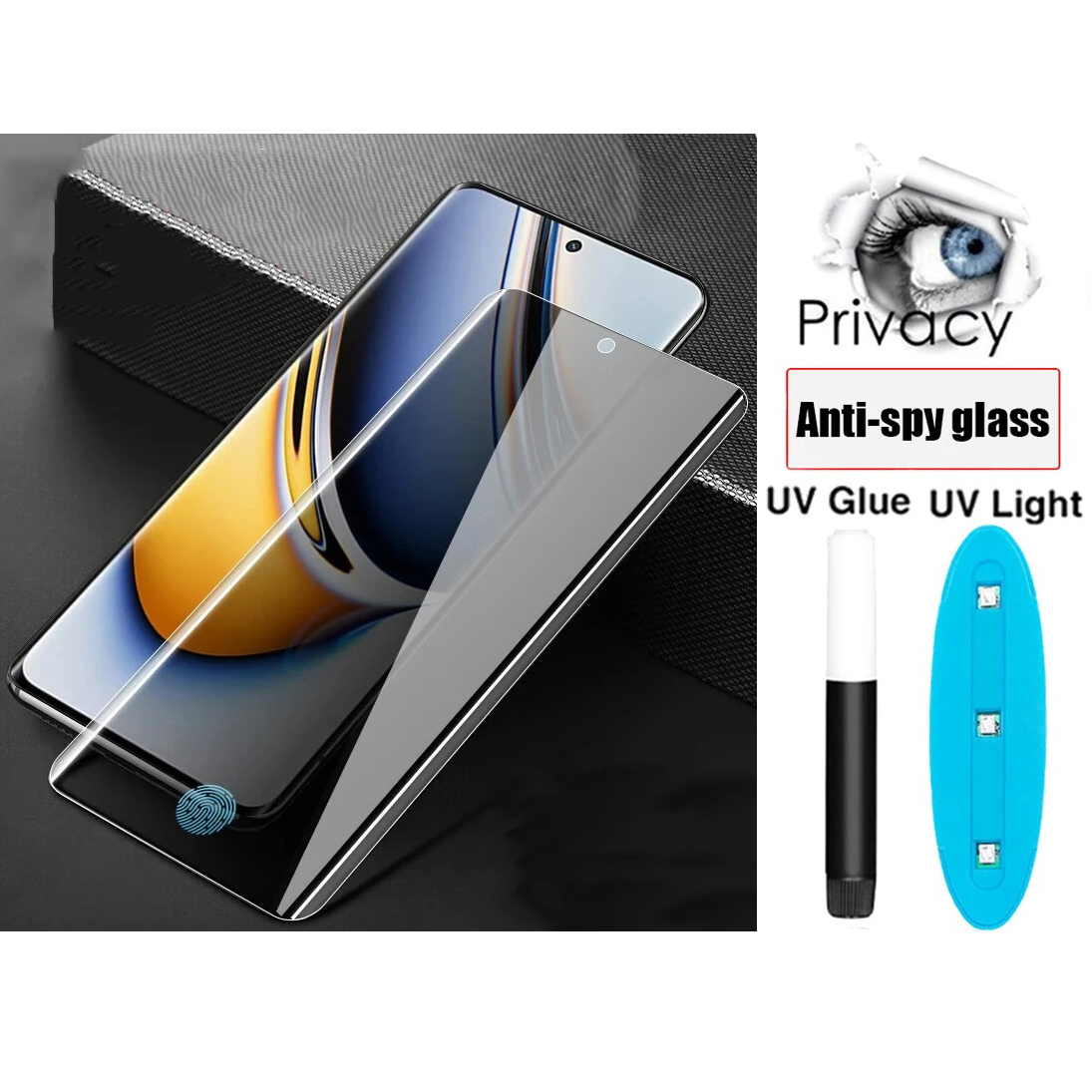 Privacy Screen Protector - UV Liquid Glue Privacy Tempered Glass